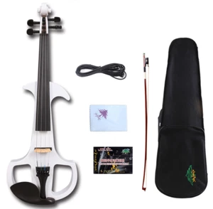 Advanced White Electric Violin 4/4 Solid Wood Sweet Tone Free Case hand made#EV7 - Picture 1 of 5