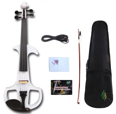 Advanced White Electric Violin 4/4 Solid Wood Sweet Tone Free Case hand made#EV7 - Image 1 of 4