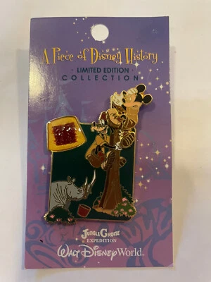 LE Piece of Disney History Pin Jungle Cruise Mickey Mouse Goofy Totem Pole Rhino - Image 1 of 2
