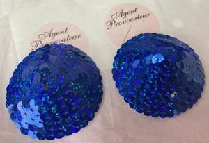 Agent Provocateur Cuero Lentejuelas Pezón Cubiertas Pasteles NUEVO Pezones Eléctrico Azul - Imagen 1 de 3