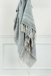 50x60 Rizzy Home Gray Striped Banded Bars Throw Blanket TH0725 - Aprx 50" x 60" - Picture 1 of 2