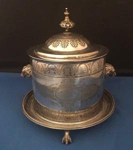 Antique English Silver Plate Tea Caddy/Ice Bucket Ornately Decorated (1880s-90s) - Picture 1 of 17