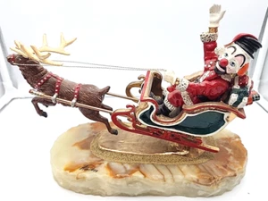 RON LEE SANTA CLOWN & SLEIGH REINDEER Christmas Signed 1988 - Picture 1 of 10
