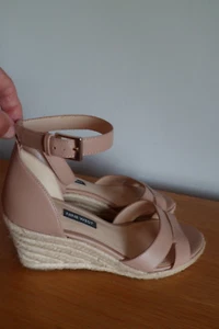 Nude Leather Nine West Espadrile Wedge Heel Sandals UK 6 US 8M - Picture 1 of 7