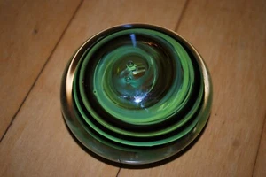 Vintage Art Glass Paperweight Swirl Black Green 3.5" Hand Blown - Picture 1 of 4