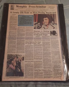 Elvis Presley Todeszeitung Memphis Presse-Scimitar Sonderausgabe 17.08.1977 NM - Bild 1 von 5