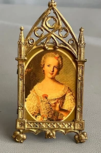 Antiker viktorianischer verzierter Miniatur-Fotorahmen aus Messing mit Ständer - Bild 1 von 4