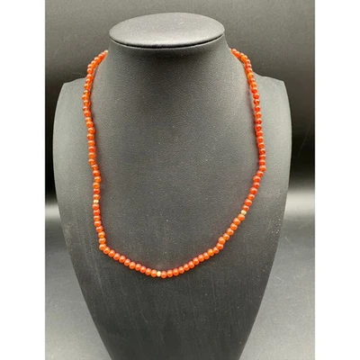 Collar Vintage MCM Cornalina Cuentas Cierre 14K Piedra Natural Naranja Foto 1 de 4