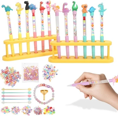 12 Stück Stifte Bastelset Kinder, DIY Perlenstift , Kugelschreiber mit Perlen - Bild 1 von 4