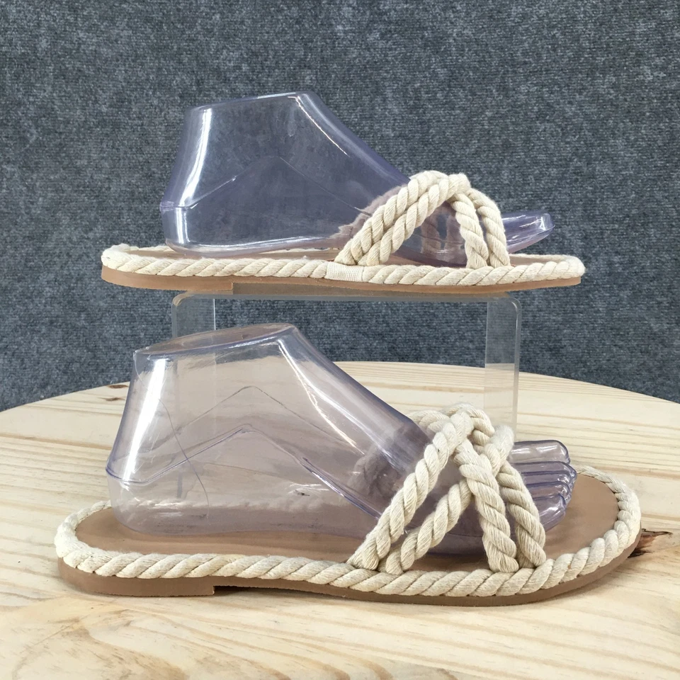 Sandalias Gap para mujer 8 diapositivas beige cuerda natutica sin cordones informales cómodas parte superior baja Foto 1 de 4