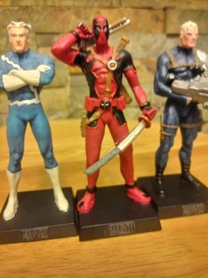 "3"  X-MEN  DEADPOOL, QUICKSILVER  &  CABLE EAGLEMOSS LEAD FIGURES MARVEL 2007 - Image 1 of 4