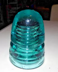 VINTAGE BROOKFIELD NEW YORK INSULATOR AQUA BLUE - Picture 1 of 4