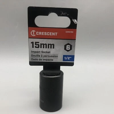 Crescent CIMS15N Black Phosphate 1/2" Drive 6-Point Impact Metric Socket 15 mm - Image 1 of 4