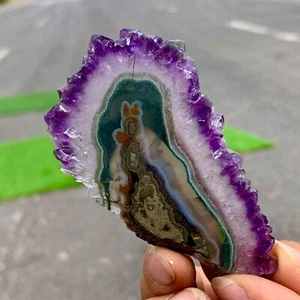 44G Ametista Agata Naturale Alta Qualità Quarzo Grappolo Fetta Cristallo Minerale - Foto 1 di 24