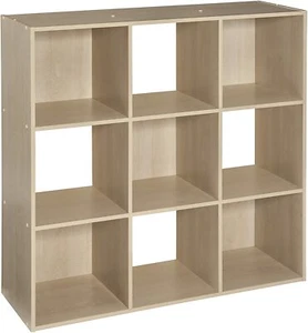 Birch Natural 9 Cube Wooden Bookcase Storage Organizer Office Shelving Bookshelf - Picture 1 of 3