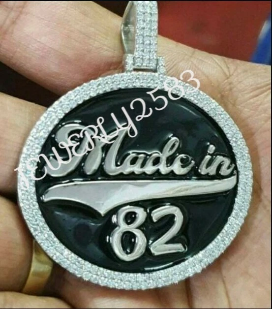 925 Silver 2.70Ct Men's Custom Enamel Filed Letter Pendant Free Stud - Image 1 of 4