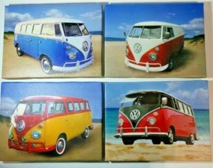 VW Camper vans Small Stretched Canvas Pictures 8x6" (20x15cm) Set of 4 - Picture 1 of 2