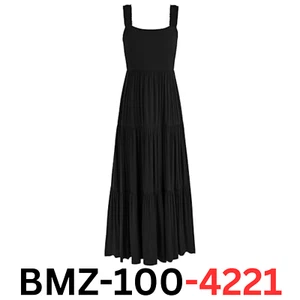 PRETTYGARDEN Women's Smocked Straps Sleeveless Wedding Guest Dress, Black, XL - Picture 1 of 7