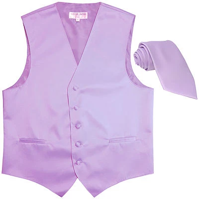 New Men's Formal Tuxedo Vest Waistcoat_Necktie lavender wedding party prom  - Image 1 of 3