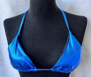 Moda Nova Romy Top de Bikini Azul Metálico Triángulo Cuerda - Talla Pequeña ¡NUEVO CON ETIQUETAS! - Imagen 1 de 3