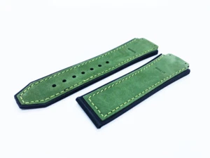 Green 26/22mm Top Suede Leather Strap/Band fit HUBLOT Watch Big Bang - Picture 1 of 2