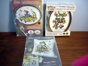 3 Paragon Needle Craft Hummel Stitchery Pillow Cover frame Crewel Bunny Bird Kit - Picture 1 of 9