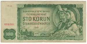 Billete Checoslovaquia 100 Korun 1961 circulado P44-858561 - Imagen 1 de 2