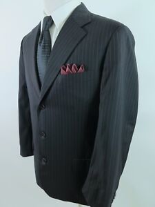Belvest Men's Wool Black Striped Italian Blazer Jacket Sport Coat 43/44 S EUC