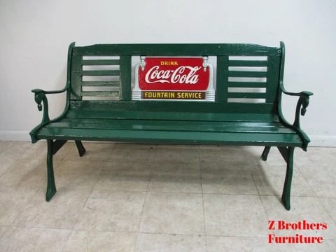 Cast Iron Coca Cola Fountain Service Sign Bench Cover