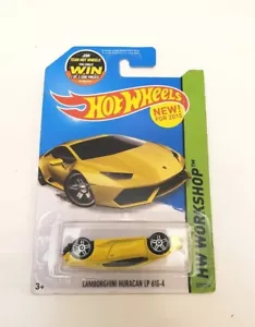 ERROR!! Hot Wheels LAMBORGHINI Huracan LP 610-4 HW Workshop Yellow UPSIDE DOWN - Picture 1 of 8