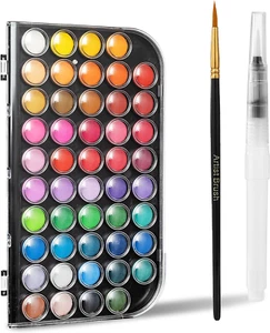 Watercolor Paint,48 Colors Washable Watercolor Paint Set With Brush, Refillable - Picture 1 of 11