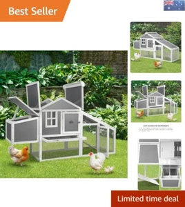 Spacious Double-Storey Rabbit Hutch & Chicken Coop - Wooden Pet House - Picture 1 of 11