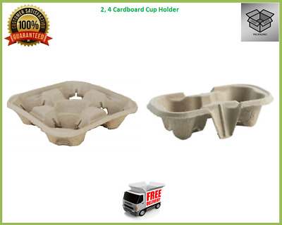Cardboard Cup Paper Holders  2, 4 Cup Moulded Cold/Hot Coffee Tea Cups Carrier • 13.45£