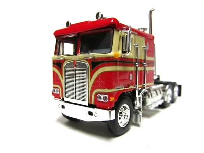 DCP / FIRST GEAR 1/64 SCALE KENWORTH K-100 FLAT TOP, RED & BEIGE, BLACK STRIPES - Image 1 of 4