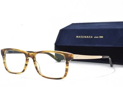 MASUNAGA Eyeglasses Brown Havana Stripe Rectangular 40U #23 53-17-145 - Image 1 of 4