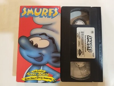 Smurfs VHS Never Smurf Off Til Tomorrow CARTOON RARE Hannah Barbera SLIP SLEEVE - Image 1 of 4