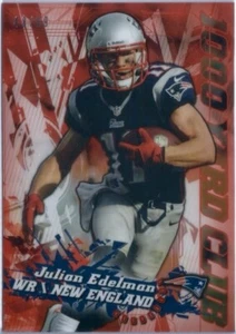 2014 Topps Chrome Football Julian Edelman 1,000 Yard Club Red Refractor /99 Pats - Picture 1 of 6