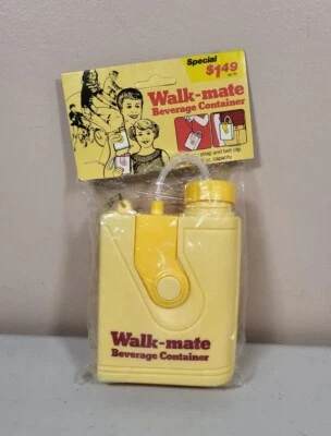 Vintage Walkmate Yellow Plastic Beverage Container  - Image 1 of 4