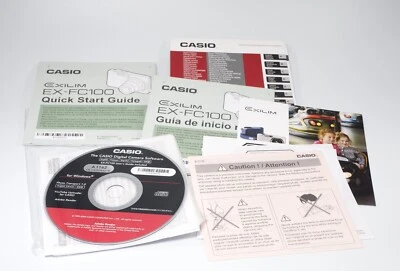 Casio EXILIM EX-FC100 Cámara Digital Manuales CD Rom y Caja SIN CÁMARA Vendedor de EE. UU. Foto 1 de 4