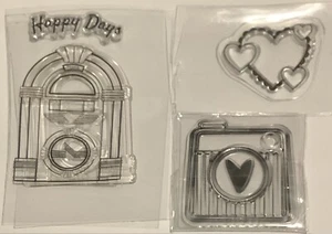 Happy Days 3 Piece Transparent Stamp Collection Scrapbook Card making NEW - Picture 1 of 1
