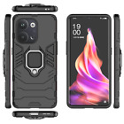 For Oppo Reno 9, 3D 3In1 Shockproof Rugged Grip Ring Car Holder Hard Case +Glass