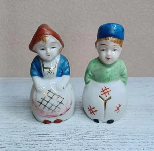 VTG Dutch Woman & Man Hand Bells Figurines *Man Has No Clapper* Made In Japan - Picture 1 of 18