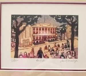 Etching by Claude Montoya "Rentrée", 11cm*7cm with frame 28cm*24cm - Picture 1 of 4