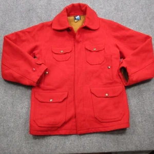 VTG Woolrich Jacket Mens Large 40 Red Hunting Chore Mackinaw Cruiser Barn Coat - Picture 1 of 18
