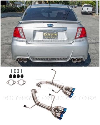 For 11-14 Subaru Impreza WRX STi Muffler Delete Axle Back Quad Burnt ips Exhaust - Image 1 of 4