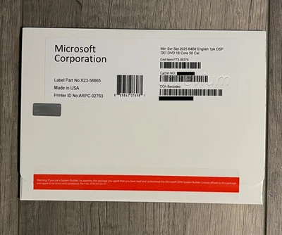 ~Win Server 2025 Standard x64 bit- 16 Core 50 CAL [Brand New] & HHD - Image 1 of 4