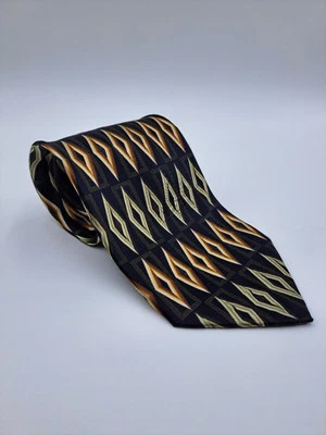 Corbata para hombre Giorgio Brutini 100 % seda dorada negra geométrica 60” X 3,75” Foto 1 de 4