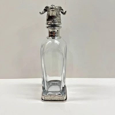 Винтажный оловянный и стеклянный графин для головы Arte Italica Animale сделано в Италии - Изображение 1 из 4