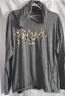 Victorias Secret Rosa Leopardo Guepardo Logo Pullover Sudadera con Capucha Suéter GRANDE USADO Foto 1 de 4