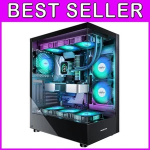 Dual Tempered Glass Mid Tower Gehäuse mit RGB Lüfter & hervorragender Kühlung - Schwarz K2 - Bild 1 von 9